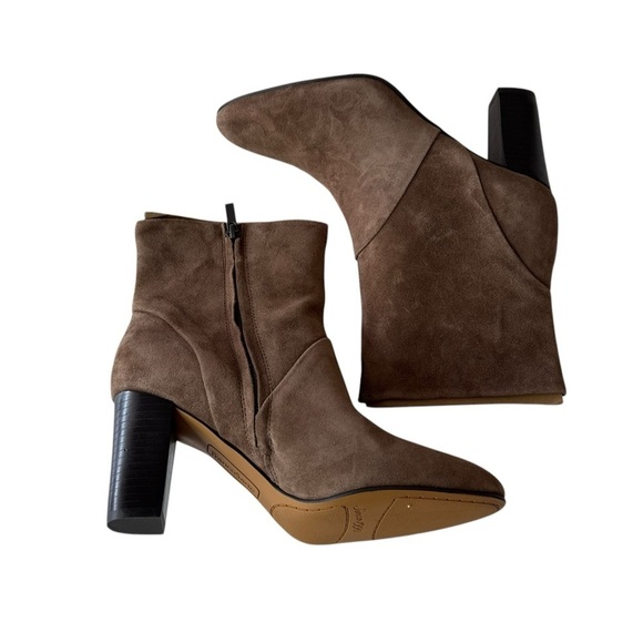 Franco Sarto Pia Heeled Booties in Nougat Leather Suede Boots Size 7.5 NEW - Picture 6 of 6